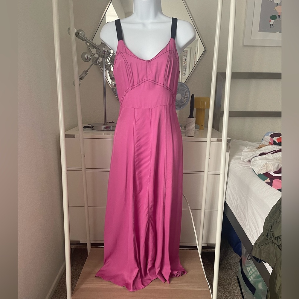 ASOS premium pink long maxi viscose dress size 0 NWT